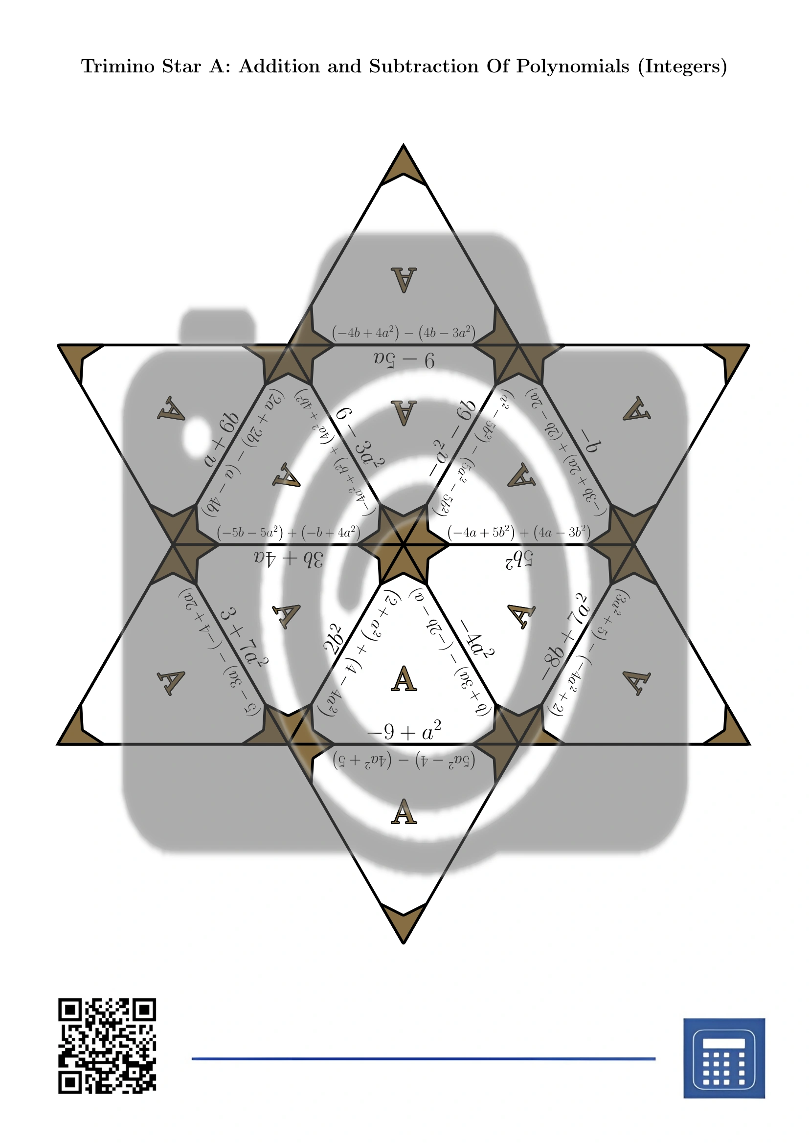 Trimino: Addition and Subtraction Of Polynomials (Integers) - Image 4