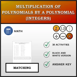 Matching activity: Multiplication Of Polynomials By A Polynomial (Integers)