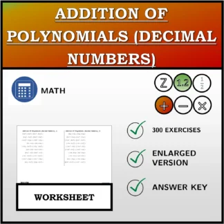 Worksheet: Addition Of Polynomials (Decimal Numbers)