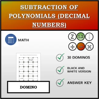 Domino: Subtraction Of Polynomials (Decimal Numbers)