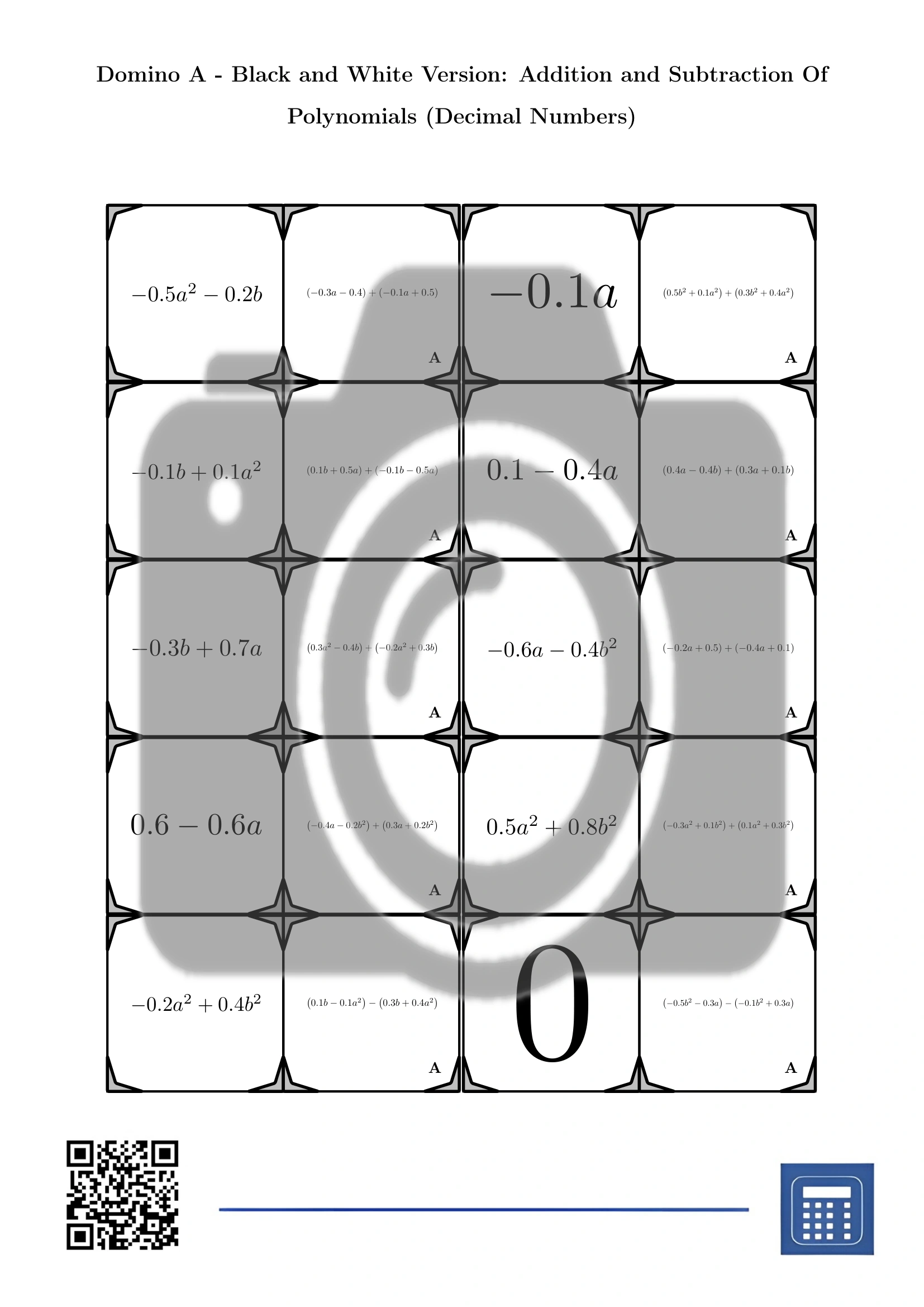 Domino: Addition and Subtraction Of Polynomials (Decimal Numbers) - Image 3