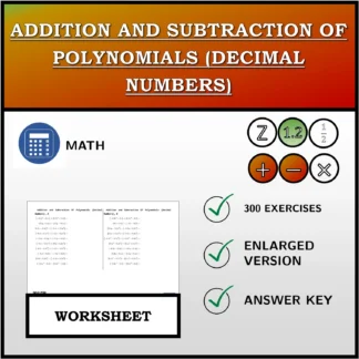 Worksheet: Addition and Subtraction Of Polynomials (Decimal Numbers)