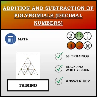 Trimino: Addition and Subtraction Of Polynomials (Decimal Numbers)