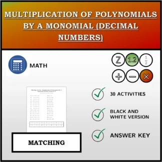 Matching activity: Multiplication Of Polynomials By A Monomial (Decimal Numbers)
