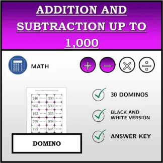 Domino: Addition and Subtraction up to 1,000