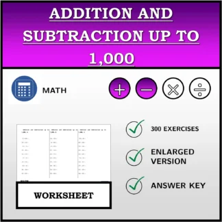 Worksheet: Addition and Subtraction up to 1,000