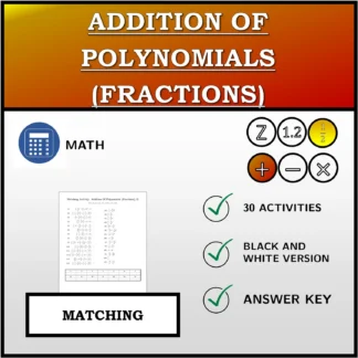 Matching activity: Addition Of Polynomials (Fractions)