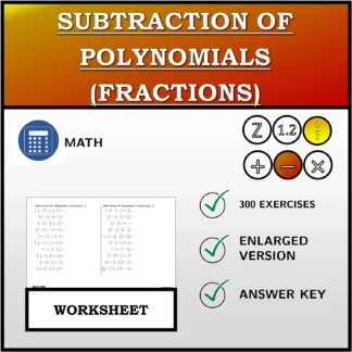 Worksheet: Subtraction Of Polynomials (Fractions)