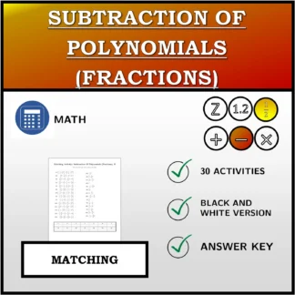 Matching activity: Subtraction Of Polynomials (Fractions)