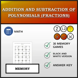 Memory matching game: Addition and Subtraction Of Polynomials (Fractions)