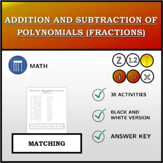 Matching activity: Addition and Subtraction Of Polynomials (Fractions)