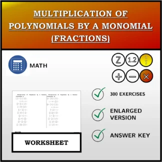 Worksheet: Multiplication Of Polynomials By A Monomial (Fractions)