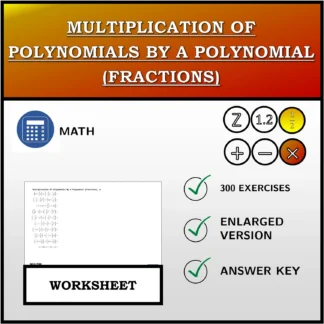 Worksheet: Multiplication Of Polynomials By A Polynomial (Fractions)