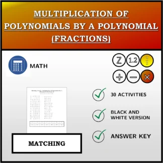 Matching activity: Multiplication Of Polynomials By A Polynomial (Fractions)