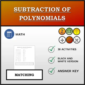 Matching activity: Subtraction Of Polynomials