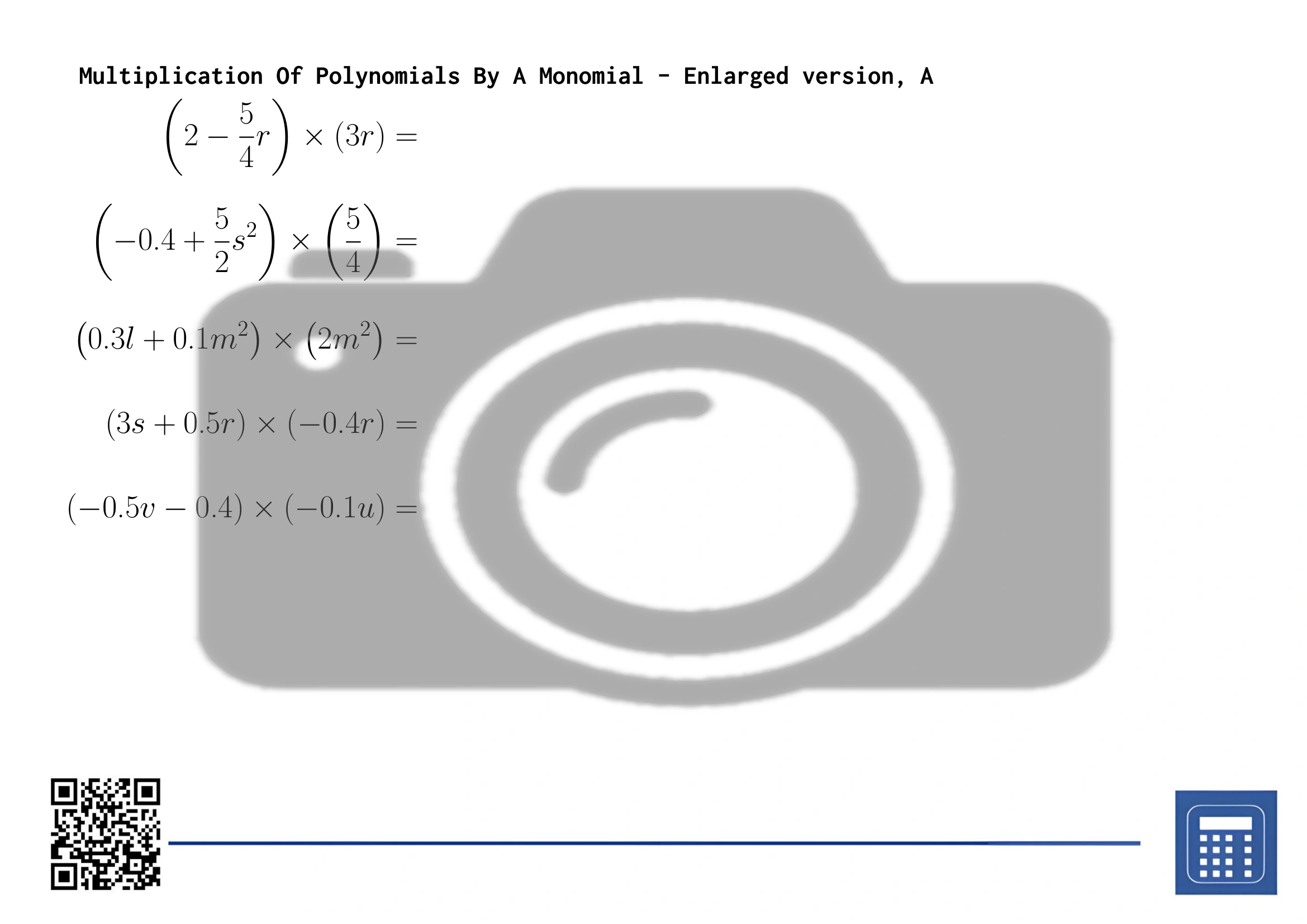 Worksheet: Multiplication Of Polynomials By A Monomial - Image 3