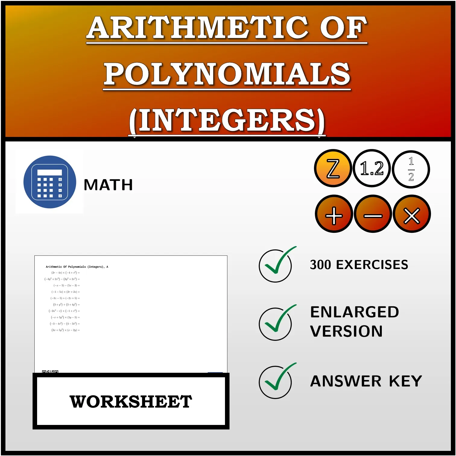 Worksheet: Arithmetic Of Polynomials (Integers)