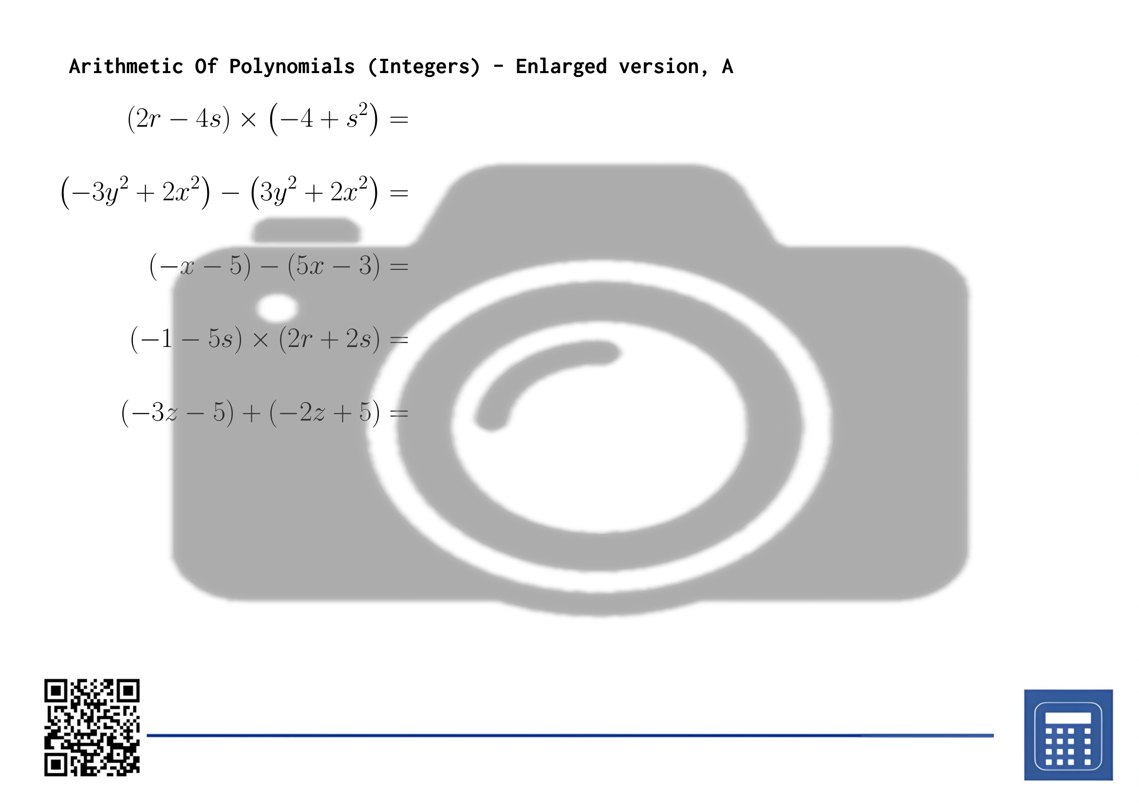 Worksheet: Arithmetic Of Polynomials (Integers) - Image 3