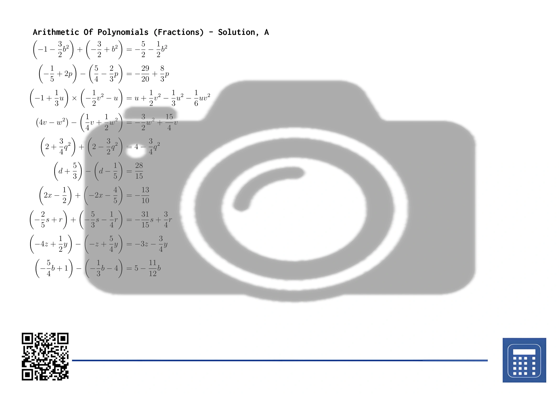Worksheet: Arithmetic Of Polynomials (Fractions) - Image 4