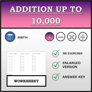 Worksheet: Addition up to 10,000