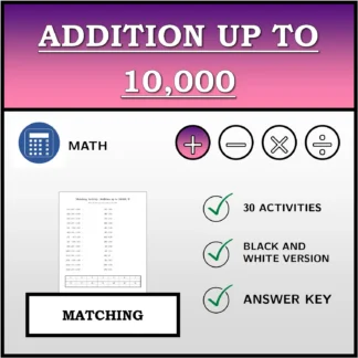 Matching activity: Addition up to 10,000