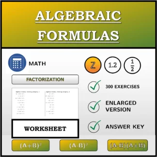 Worksheet: Algebraic Formulas, Factoring (Integers)