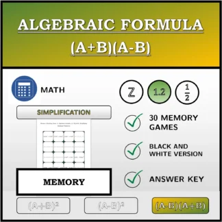 Memory matching game: Algebraic Formula (A+B)(A-B), Simplifying (Decimal Numbers)