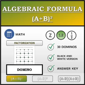 Domino: Algebraic Formula (A+B)², Factoring (Decimal Numbers)