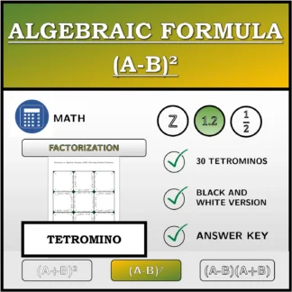 Tetromino: Algebraic Formula (A-B)², Factoring (Decimal Numbers)