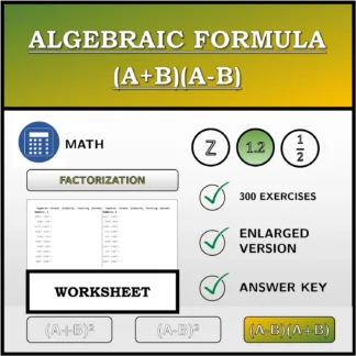 Worksheet: Algebraic Formula (A+B)(A-B), Factoring (Decimal Numbers)