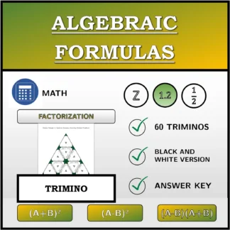 Trimino: Algebraic Formulas, Factoring (Decimal Numbers)