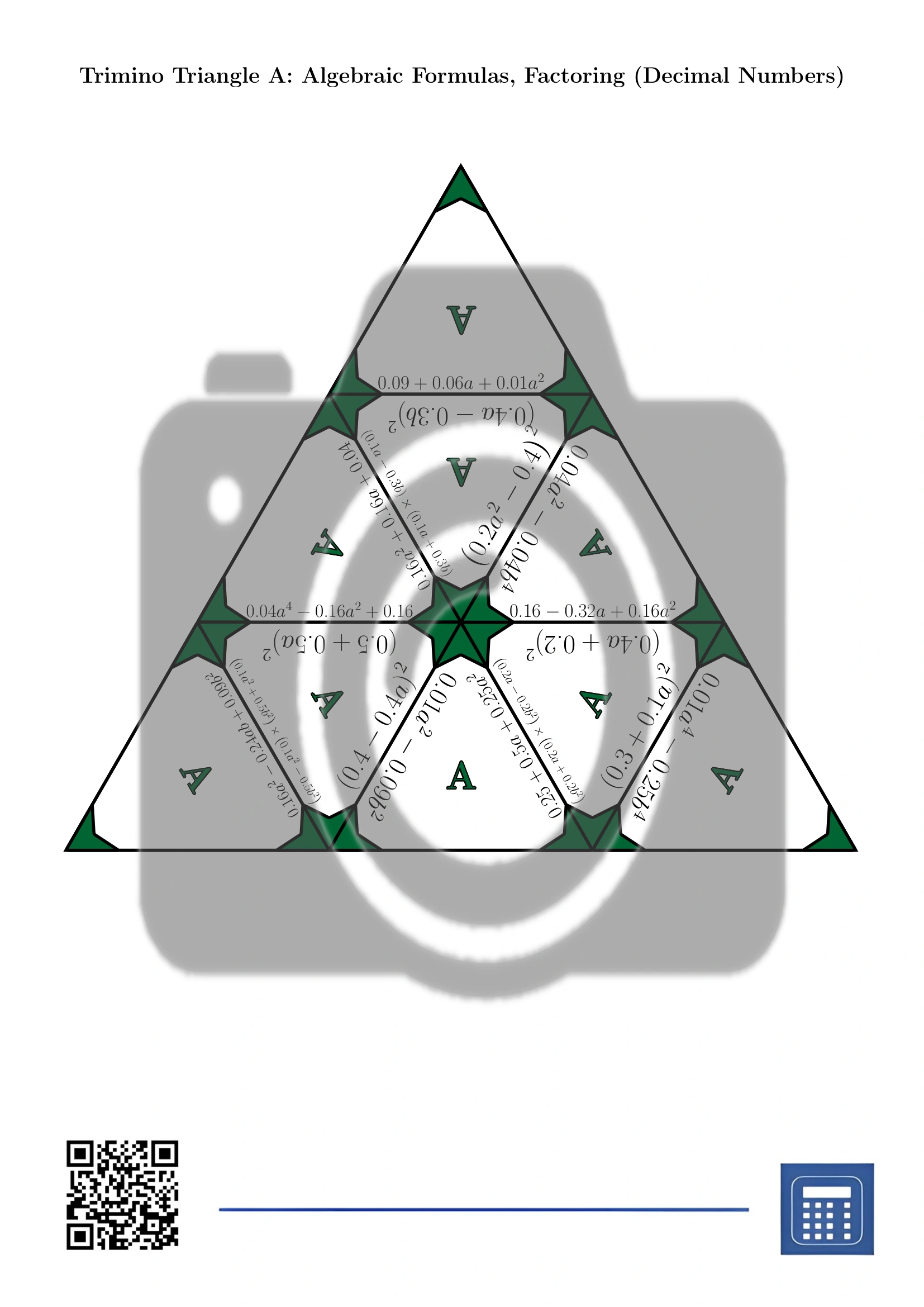 Trimino: Algebraic Formulas, Factoring (Decimal Numbers) - Image 2