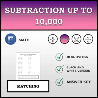 Matching activity: Subtraction up to 10,000