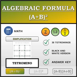 Tetromino: Algebraic Formula (A+B)², Simplifying (Fractions)