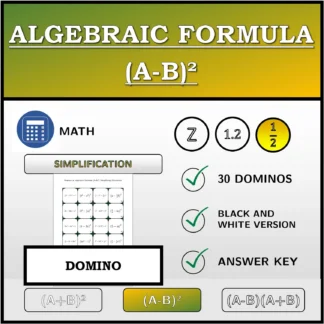 Domino: Algebraic Formula (A-B)², Simplifying (Fractions)