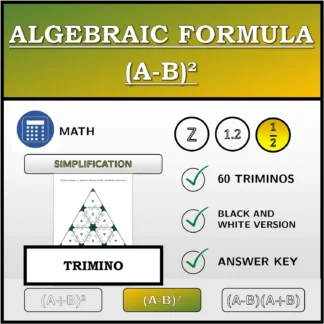 Trimino: Algebraic Formula (A-B)², Simplifying (Fractions)