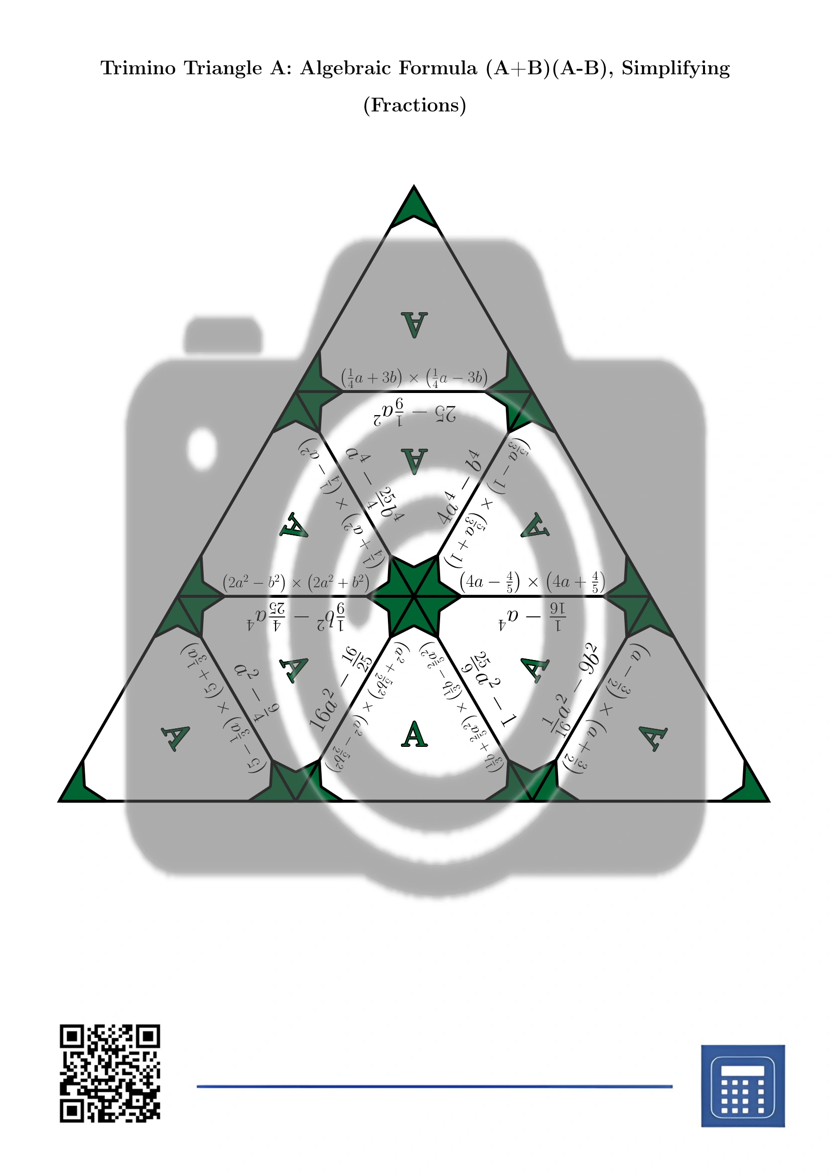 Trimino: Algebraic Formula (A+B)(A-B), Simplifying (Fractions) - Image 2