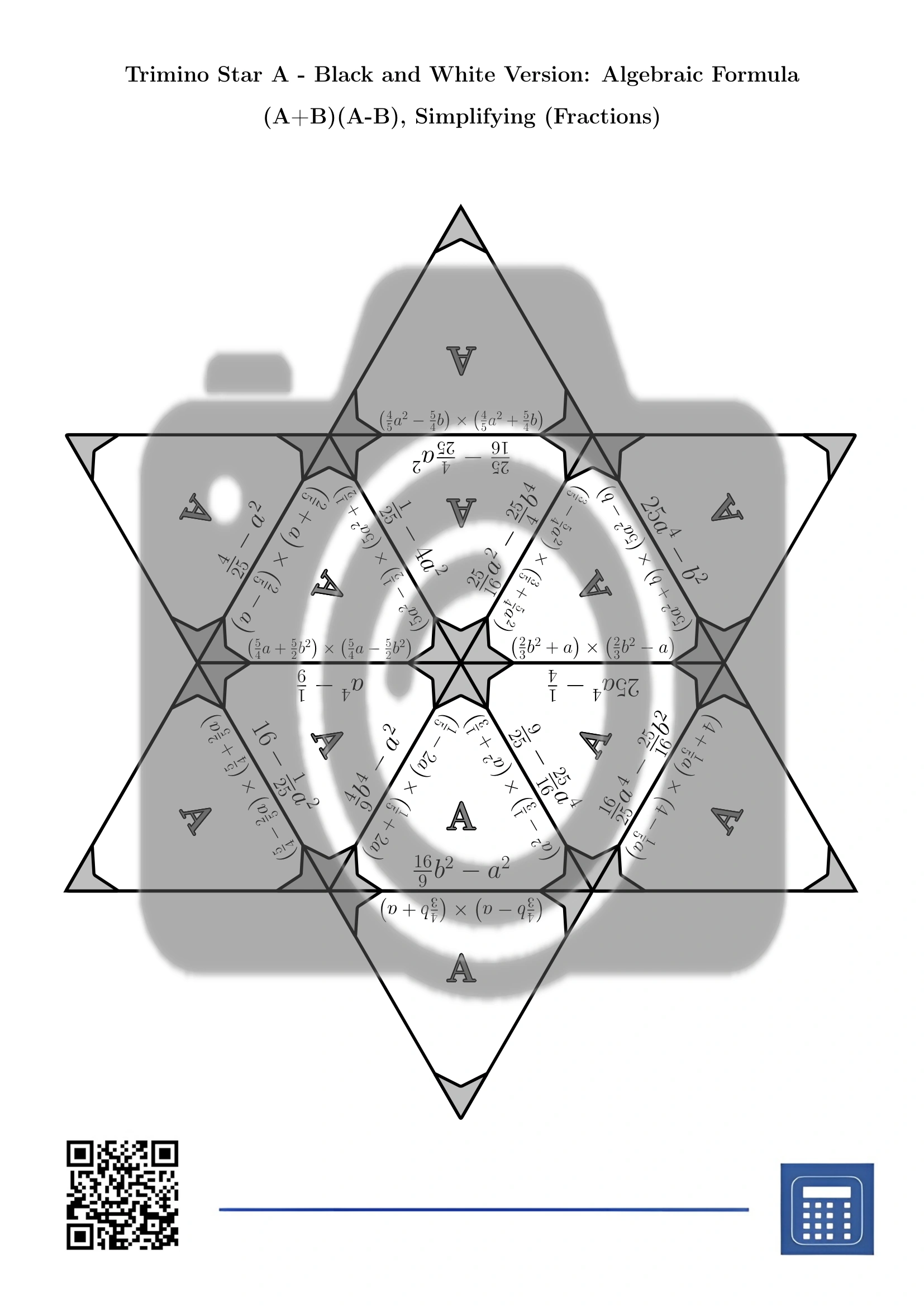 Trimino: Algebraic Formula (A+B)(A-B), Simplifying (Fractions) - Image 5