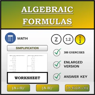 Worksheet: Algebraic Formulas, Simplifying (Fractions)