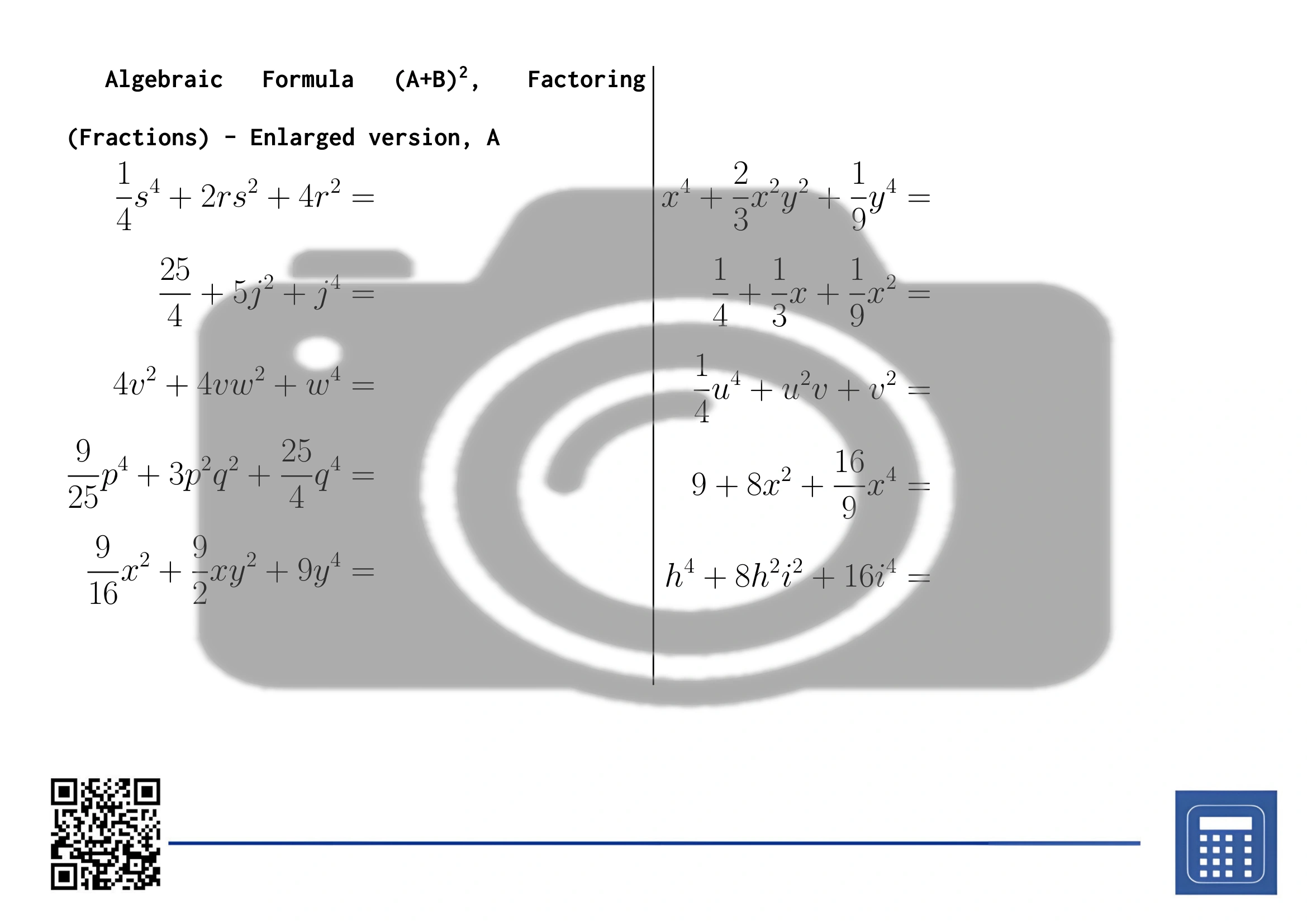Worksheet: Algebraic Formula (A+B)², Factoring (Fractions) - Image 3