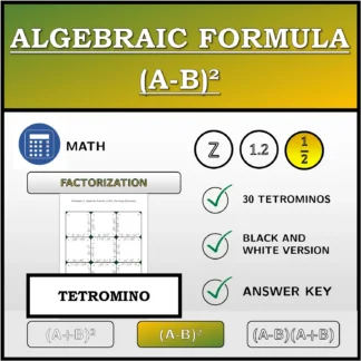 Tetromino: Algebraic Formula (A-B)², Factoring (Fractions)
