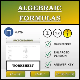 Worksheet: Algebraic Formulas, Factoring (Fractions)