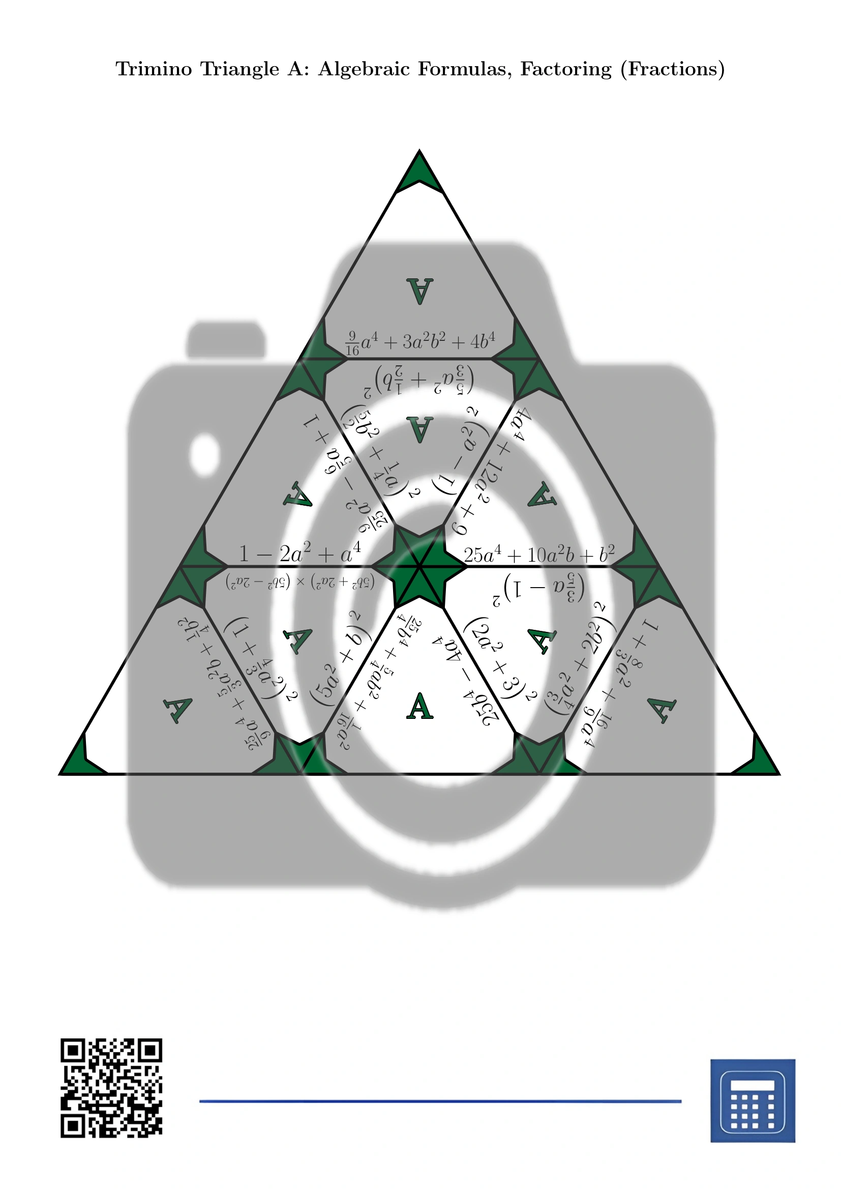 Trimino: Algebraic Formulas, Factoring (Fractions) - Image 2