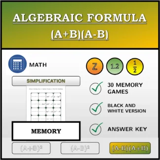 Memory matching game: Algebraic Formula (A+B)(A-B), Simplifying