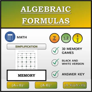 Memory matching game: Algebraic Formulas, Simplifying