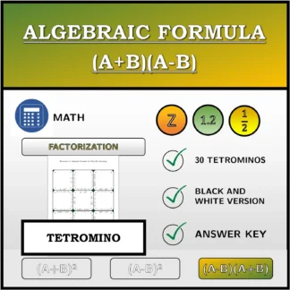 Tetromino: Algebraic Formula (A+B)(A-B), Factoring