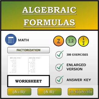 Worksheet: Algebraic Formulas, Factoring