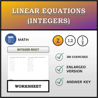 Worksheet: Linear Equations (Integers), Integer Solution