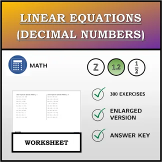 Worksheet: Linear Equations (Decimal Numbers)