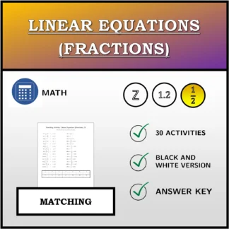 Matching activity: Linear Equations (Fractions)